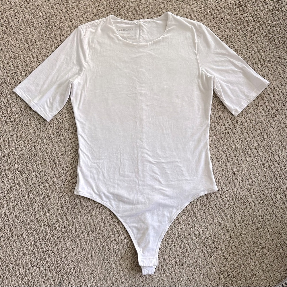 Everlane The Short-Sleeve Crew Neck Bodysuit white